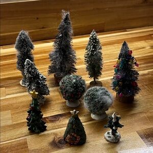 Festive Miniature Tree Collection Christmas Village Accessories